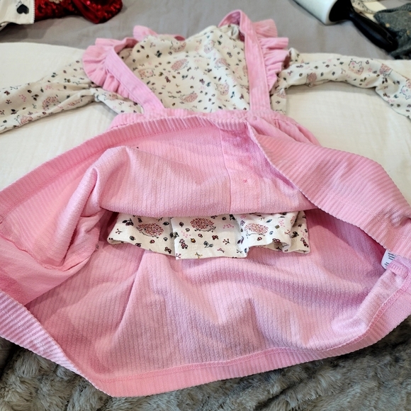 ♥️5 For $25Wonder Nation Toddler Girls Pinafore Set, Size 5T in Rosey Petal - Picture 9 of 11